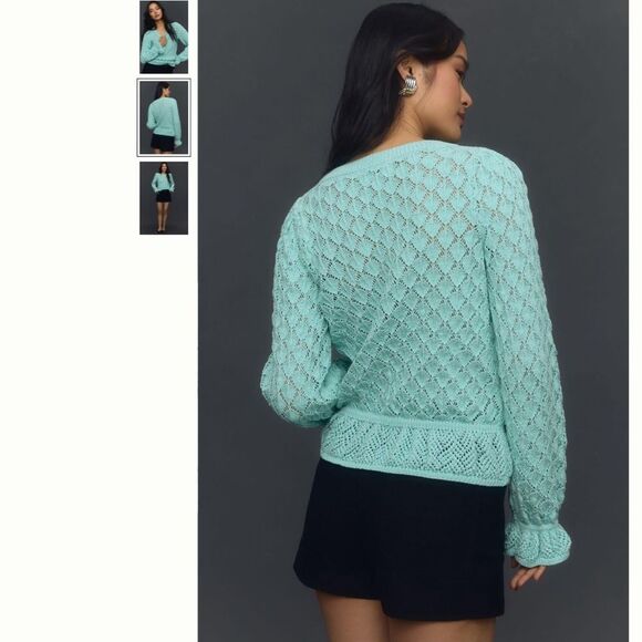 Anthropologie Flounce-Hem Pointelle Sweater - Picture 2 of 3